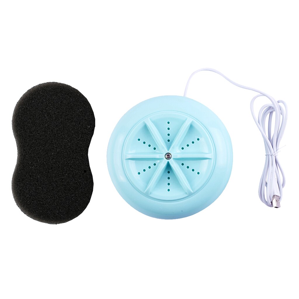Portable Washing Machine + Sponge Makeup Brush Travel Camping Motorhome Blue
