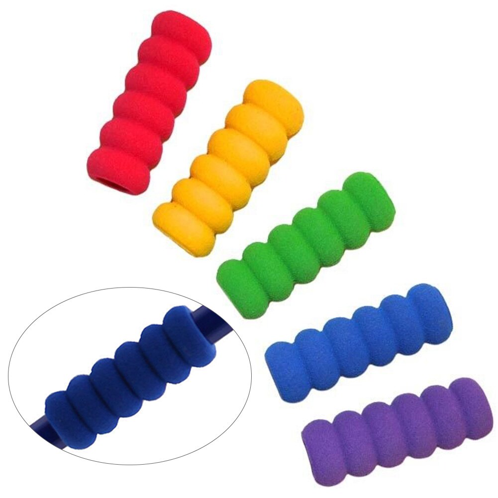 10pcs Handwriting Non Slip Eco-friendly Non-toxic Foam Pen Ridged Lightweight Cap Hand Protection Pencil Grips