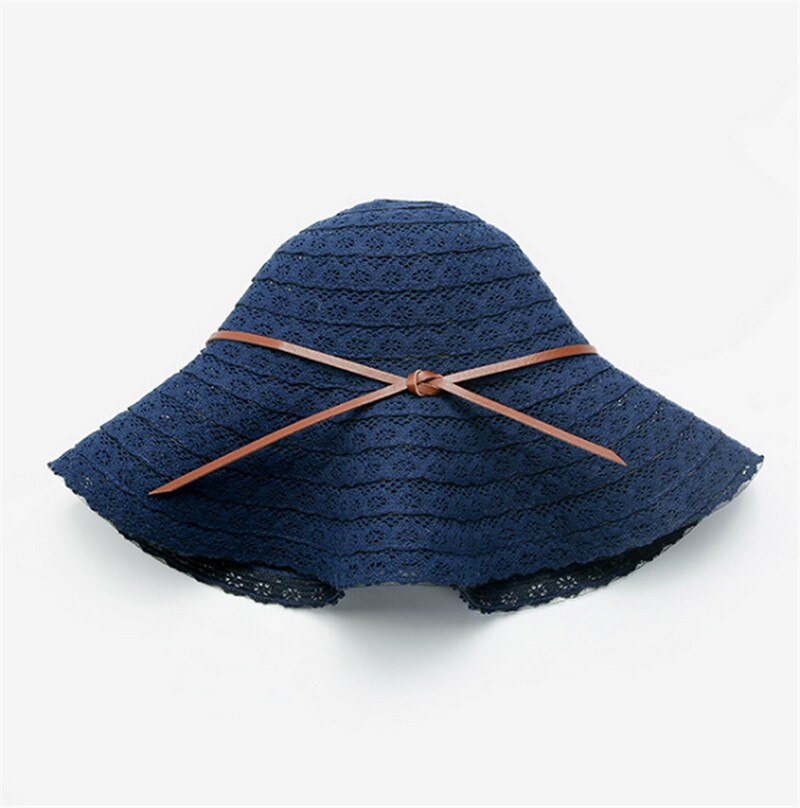 Women Summer Big Wide Brim Straw Bucket Hat Beach Sun Foldable Bow Cap: 3