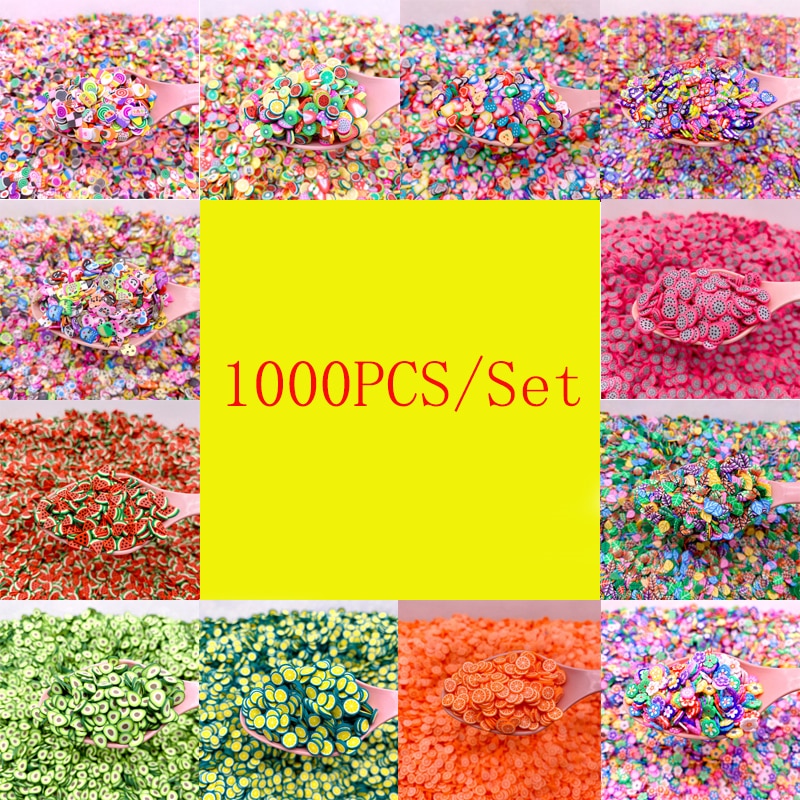 1000pcs/set Cake Fruit Slices Decor Additives For Slime Filler Supplies Clay Accessories Lemon For Nail Art Slime For Toy