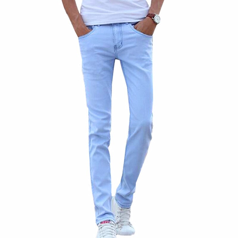petit stretch bleu clair coton hommes jean 28 29 30 31 32 33 34 36 bleu ciel jean hommes pantalon mince doux et confortable