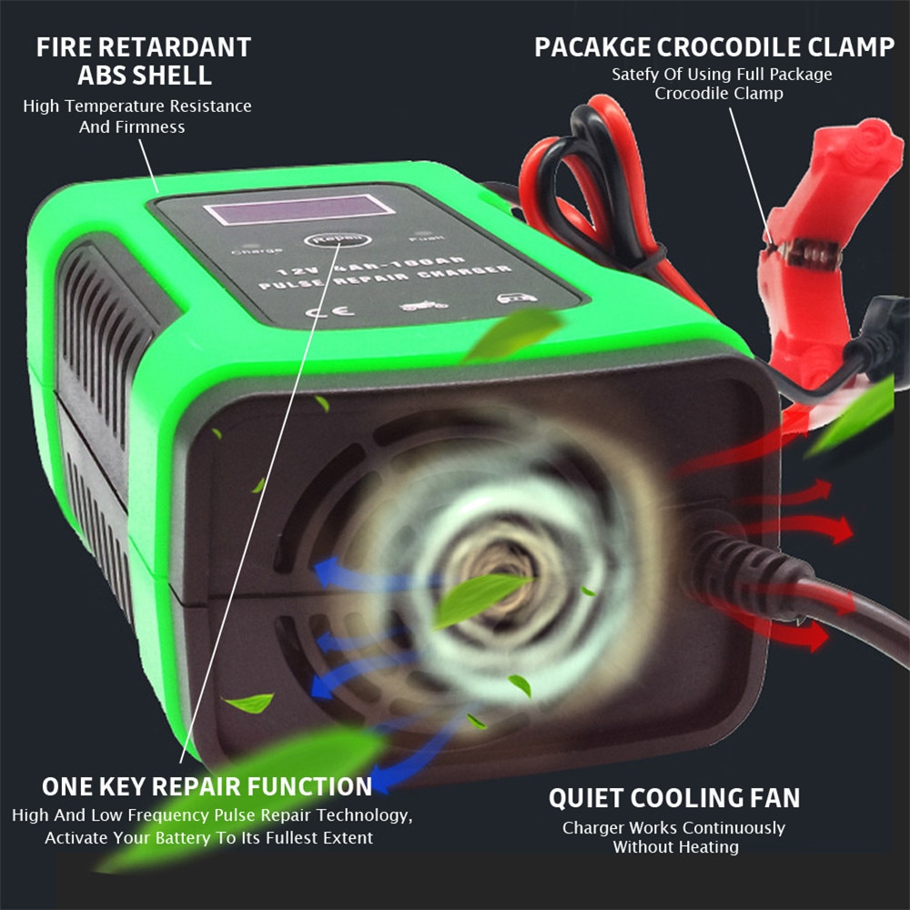 12v bil pulsreparationsladdare batteriladdare automatisk startmotor powerbank booster underhållare 6a för de flesta batterityper