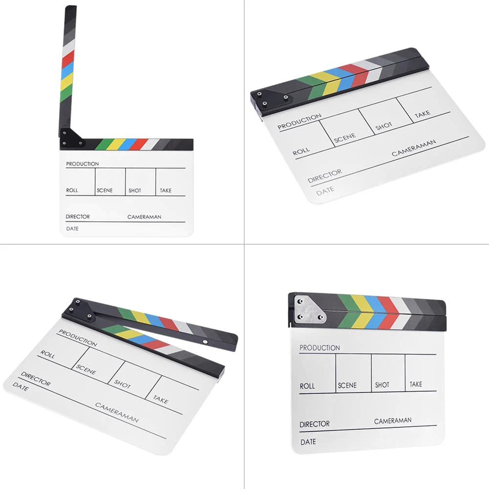 Acryl Kleurrijke Clapperboard Clapper Board Dry Erase Director Cut Tv-Film Actie Leisteen Clap Handgemaakte Gesneden Prop