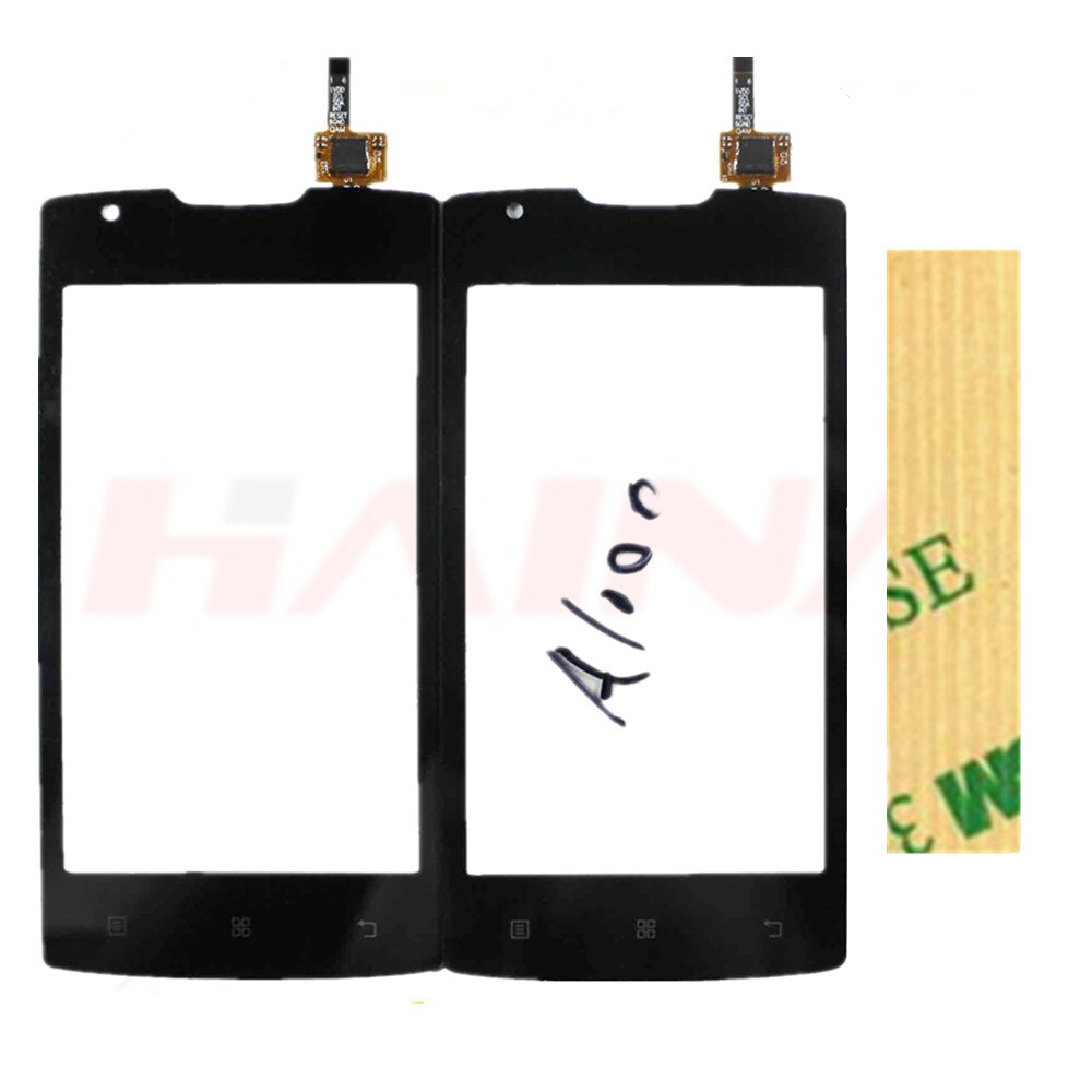 Touchscreen For Lenovo A1000 Touch Screen Digitizer Front Glass Touch Panel Replacement +3m sticker black and white color