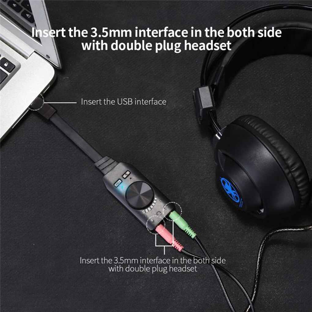 7.1 USB 2.0 Sound Card External Microphone Audio Adapter Soundcard USB to Jack 3.5mm Cable Adapter For PC Laptop Free Drive