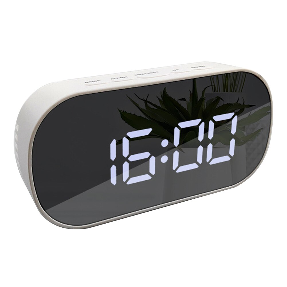 Smart Digitale Wekker Led Night Kids Slaapkamer Mini Draagbare Ronde Ovale Digitale Display Wekker Nachtlampje Make-Up Spiegel: White White Oval