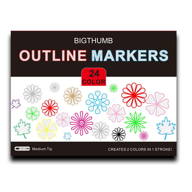 Rotuladores metálicos de contorno, juego de 24 bolígrafos de pintura mágicos de doble línea para niños y adultos, dibujo artístico, firma, diario para colorear