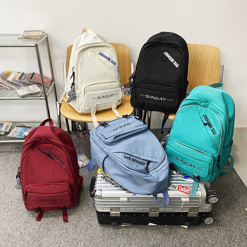 Trendiger damenrucksack mit Alphabet-drucken, mehrere fächer, schultasche für mädchen, wasserdichtes Nylon, Laptop-Rucksack, büchertasche 2022