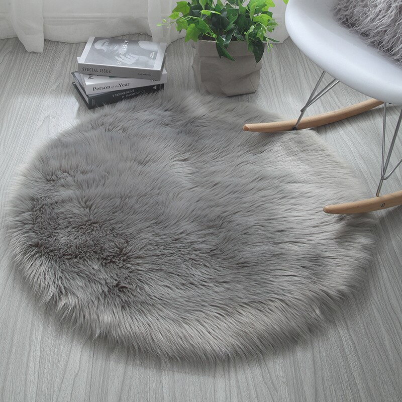 Kunstmatige Schapenvacht Zachte Pluche Tapijten Slaapkamer Warm Tapijten Lange Haar Zetel Tapijt Mat Kussenhoes Floor Mat 30x30cm: Grey