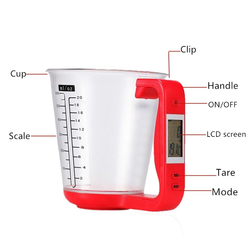 Measuring Cup Kitchen Scales Digital Beaker Libra Electronic Tool Scale with LCD Display Temperature Measurement Cups 40%off