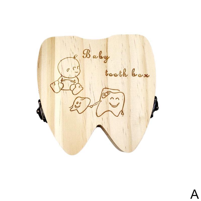 Baby tandboks lille søde træ mælketænder souvenirvækst børn fødselsdag mindesæske børnes taske opbevaring  z7 l 8: -en