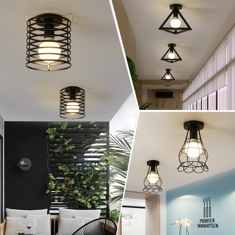 retro taklampe årgang taklampe koselig innredning til soverom korridor spisestue svart hems 110v 220v e27 stikkontakt