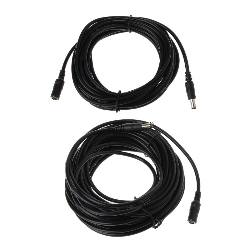 DC12V Power Extension Cable 2.1*5.5mm Connector Male To Female For CCTV Camera Black Color 16.5Feet 1M 5M 10m power cable