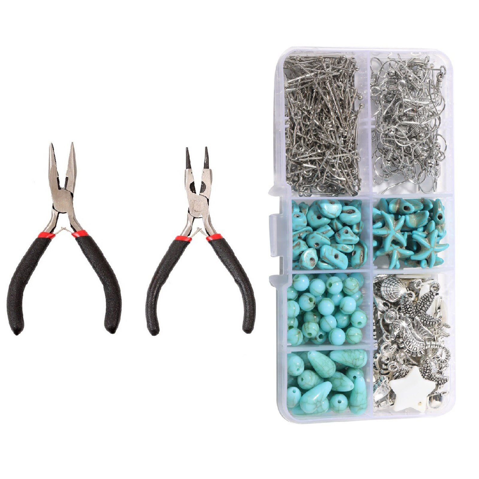 Bohhemian Handgemaakte Sieraden Kits Groen Blauw Marine Steen Kralen Animal Shell Zeester Hangers Sieraden Oorbellen Haken Diy Sieraden