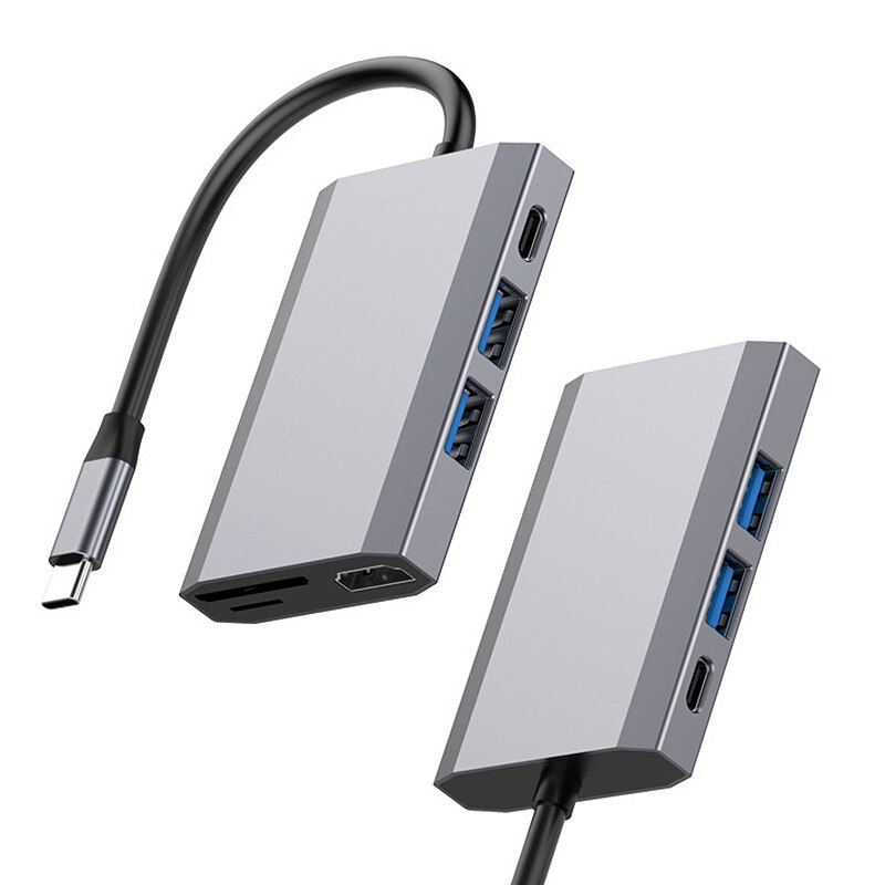 6 In 1 Usb C Hub /Type C Data Hub Met 6-Poort 2 Usb 2.0 + 4K Hdmi + Tf + Micro-Sd + Type C Pd Poorten