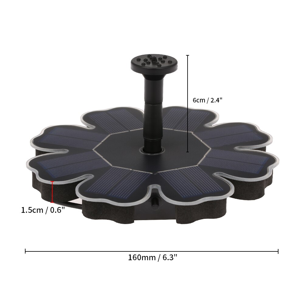 Zonne-energie Pomp Rose Vogel Bad Fontein Pomp 1.6W Drijvende Sproeisysteem Dompelpomp Voor Outdoor Vogelbad Vijver Pool