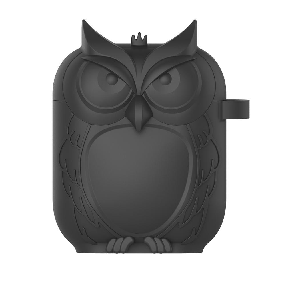 Groupe Vertical Vertical pour Apple AirPod Chic Unique hibou forme Gel de silice écouteur étui de protection couverture r29: Black