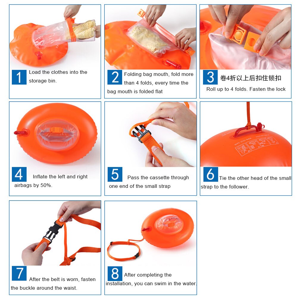 Summer Swimming Equipment Safety Buoy PVC Swim Buoy Double Airbags Clothing Drowning Prevention Water Sport Float Bag