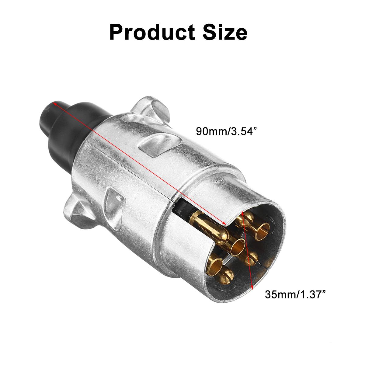 7 Pin Round Socket Durable Alloy Plug Trailer Truck Towing Electrics 12V Connect Adaptor for Caravan Car (EU Plug)