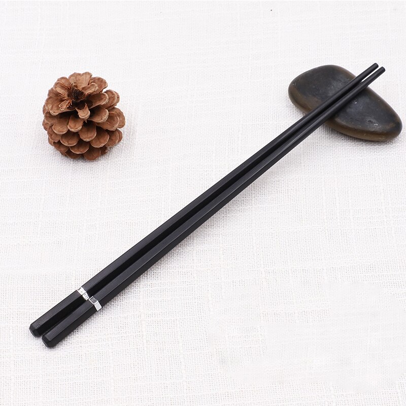 Palillos japoneses de fibra de vidrio antideslizantes para Sushi, palillos chinos reutilizables de aleación, chino, 1 par