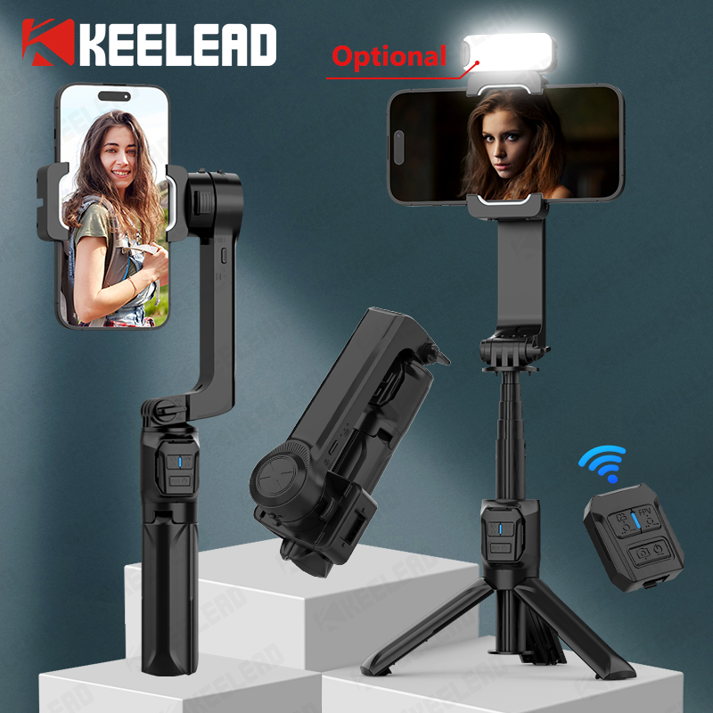 Hq2- se selfie-stang stativ mobiltelefon stabilisator stativ til mobiltelefon med genopladelig fjernbetjening til actionkameraoptagelse