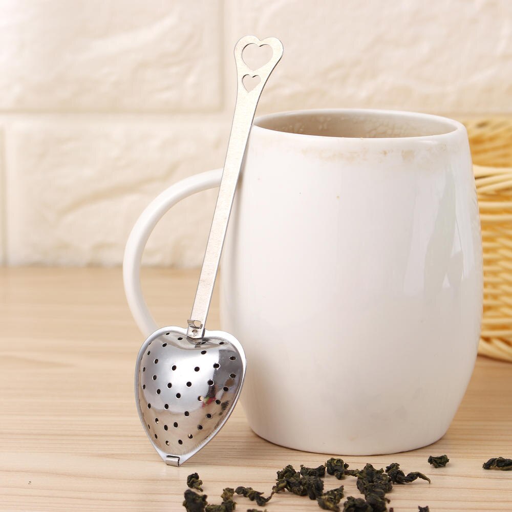 Useful Heart Shape Stainless Steel Tea Leaf Herbal Filter Infuser Spoon Strainer Seasoning Strainer Teapot Gadgets Kitchen Tools