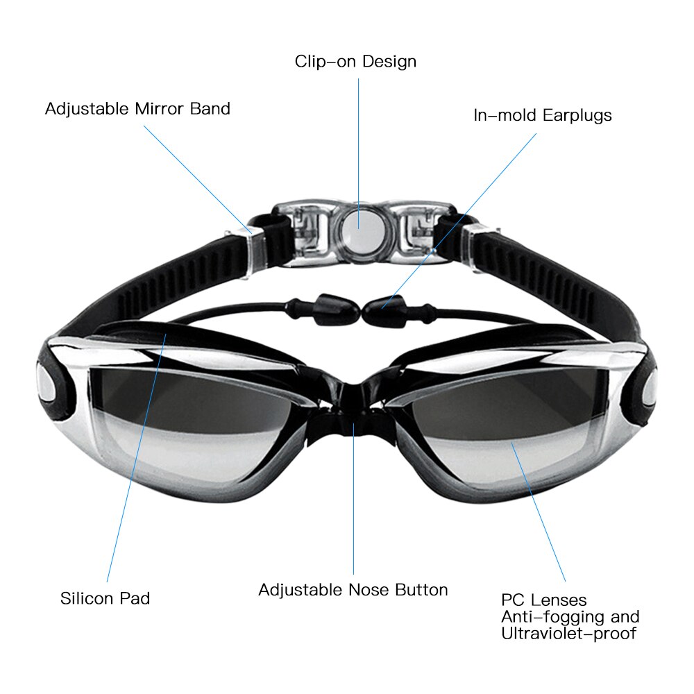 Zwembril Zwembril Beschermende Geen Lekkende Anti Fog Uv Bescherming Zwembril Met In-Mold Oordopjes