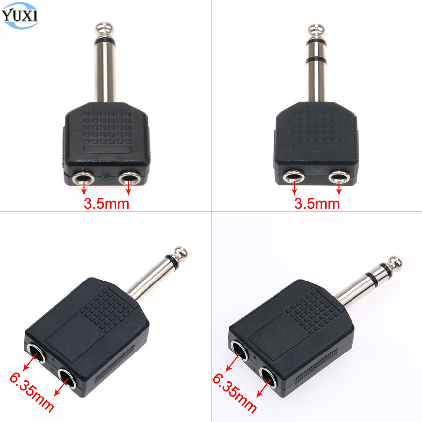 1/4" Mono / Stereo Audio Jack Plug Adapter Male to Female 3.5mm / 6.35mm Dual Jack Headphone Microphone Y Splitter Converter