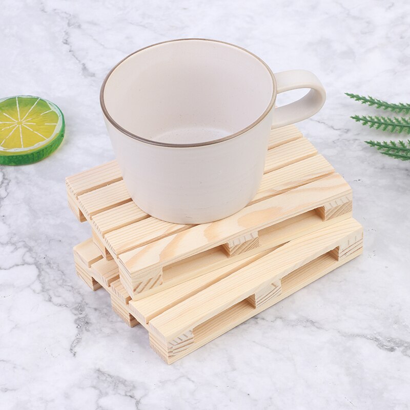 Esterilla de madera para tazas, accesorios de cocina hechos a mano para artesanía del hogar, oficina, Hotel, 2/4 Uds.