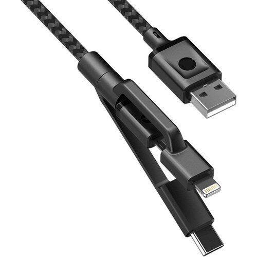 Case 4U 3 In1 Lightning + Type-C + Micro Usb Naar Usb 2.0 Duurzaam Nylon Gevlochten Data En charger Cable 1.5M