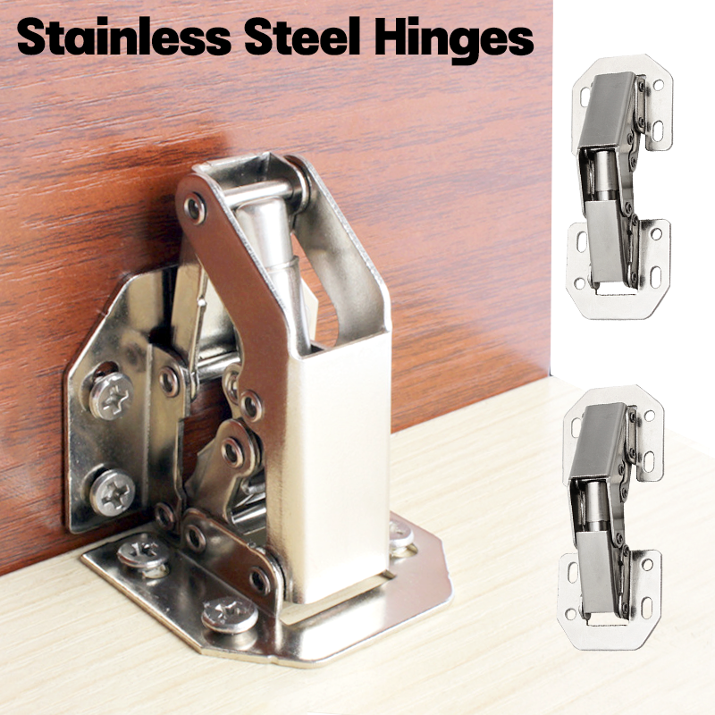 90 Degree Door Hinges No-Drilling Hole Hydraulic Buffer Hinge Kitchen Cabinet Hinges Furniture Hardware Accessories