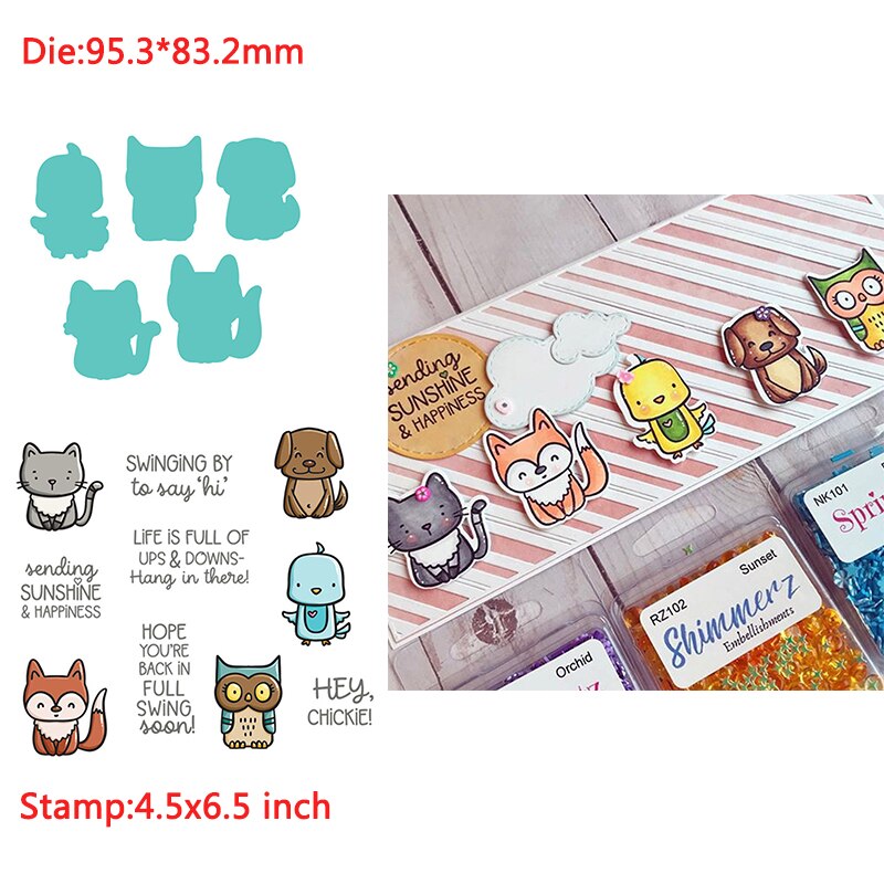 Ensemble d'animaux drôles de petits monstres assortis aux mots tampons et matrices en silicone transparents pour le scrapbooking et la fabrication de cartes d'album photo diy: 12
