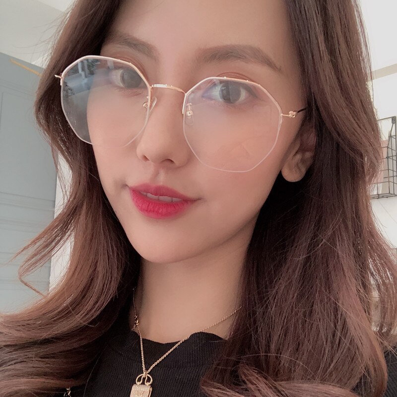 Oversize Semi Rimless Glasses Blue Light Blocking Eye Glasses Optical Spectacle Computer Eyeglasses Frame For Women Men