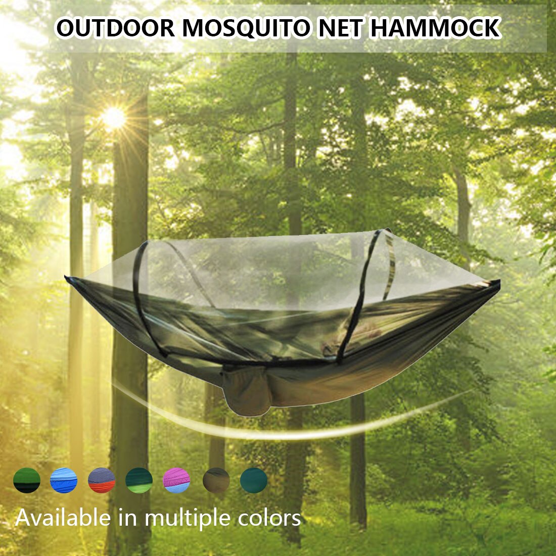 Hangmat Met Anti-Muggen Outdoor Dubbele Nylon Parachute Doek Camping Klamboe Quick Open Hangmat Controle Hangmat Kamp