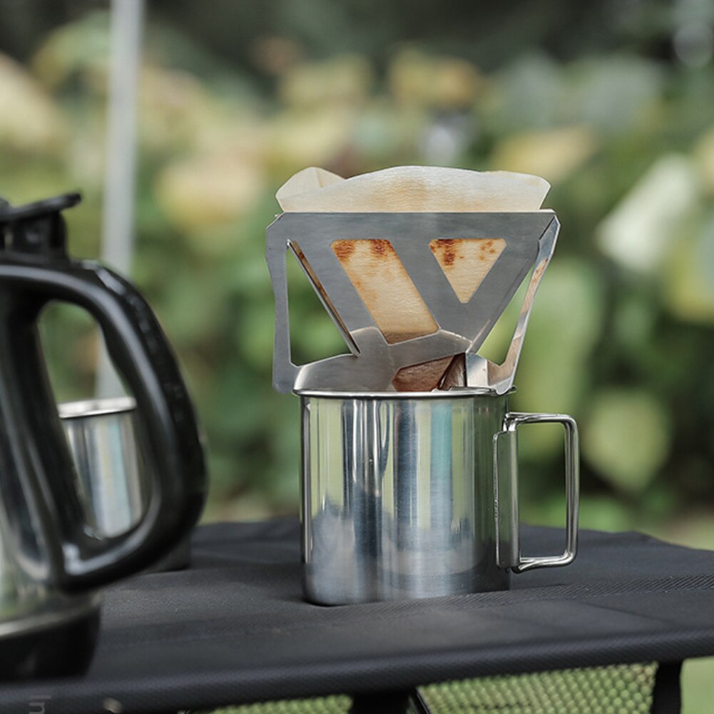 Kaffefilterhållare i rostfritt stål bärbara kaffefilter droppkorgar vikbara bärbara kaffedroppställ