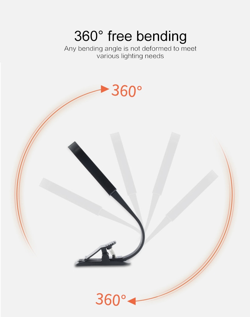 3 Niveau Dimmen Touch Led Boek Clip Licht Boek Lamp Mini Led Licht Leeslamp Boek Licht Usb Led lamp Te Lezen Boek