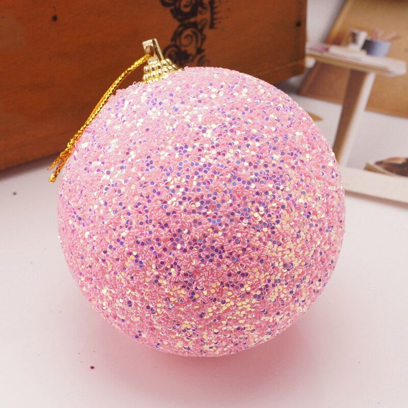 8cm Foam Balls Christmas Ornaments Ball Glitter Hang Balls Xmas Decorations Hanging Tree Pendants Year Party Ornament Decor: F