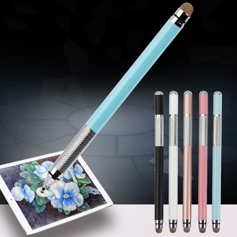 1Pc 2 In 1 Multifunction Fine Point Touch Screen Metal Capacitive Stylus Pen For iPhone iPad Smart Phone CellPhone Tablet PC