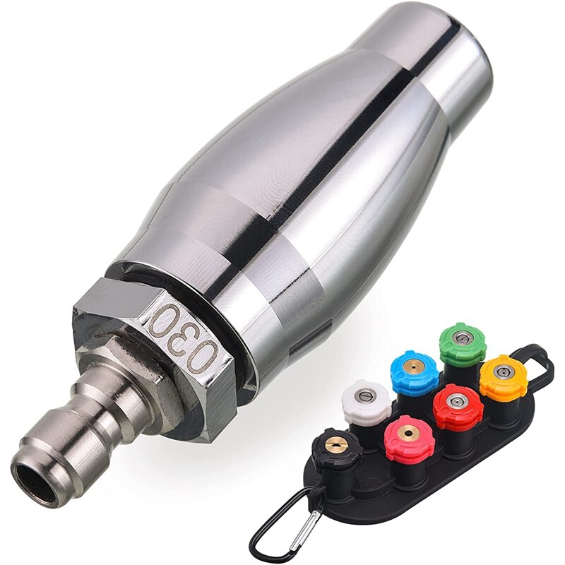 Pressure Washer Turbine Nozzle,Rotating Pressure Washer Nozzle, With 1/4 Inch Quick Connect,7 Nozzle Heads With Nozzle: Default Title