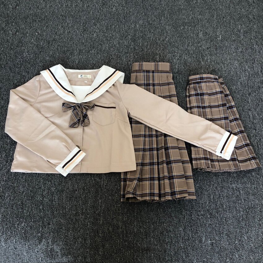 Schüler Mädchen Schuluniform Japanischen Koreanische Stil Frauen JK Anzug Volle Hülse Bluse Plaid Felsen Herbst Winter Hohe Schule Anzug