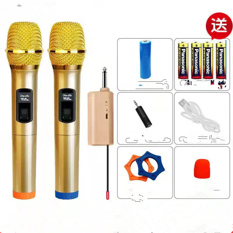 Handheld Wireless Microphone UHF Dynamic Mic with Portable Mini Receiver Compatible with Speaker Karaoke System Home Theater: Type-F