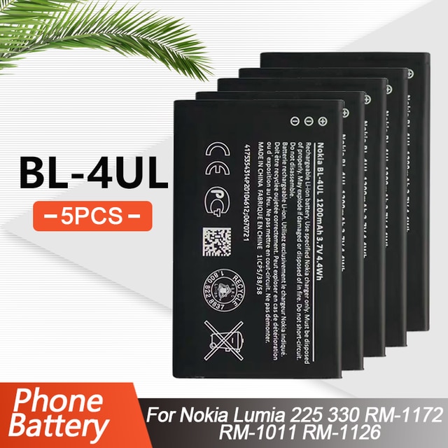 1200mAh BL-4UL BL4UL BL 4UL Lithium Replacement Phone Battery For Nokia Lumia 220 225 230DS 330 RM-1172 RM-1011 RM-1126 3310: 4PCS