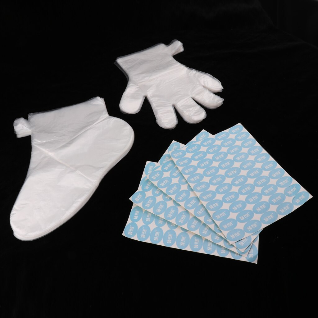 Wegwerp Paraffine Liners Voor Handen Voeten, 200Pcs Plastic Bad Mitt Sokken Handschoenen Met Stickers, voor Vrouwen Mannen