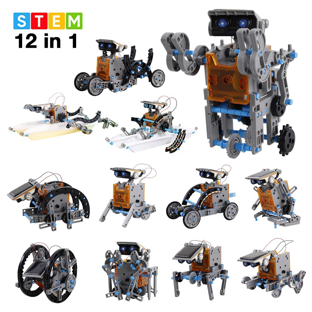 12 In 1 Educatieve Solar Robot 190 Stuk Kit Solar Elektrische Motor En Versnelling Diy Montage Blok Kinderen Speelgoed: DIY009