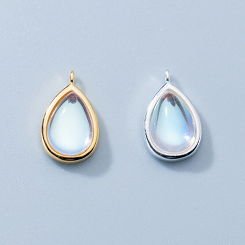 925 Sterling Zilver Water Shape Bedels Met Maansteen Mooie Vrouwen Ketting S925 Zilveren Hangers Diy Fijne Sieraden Bevindingen