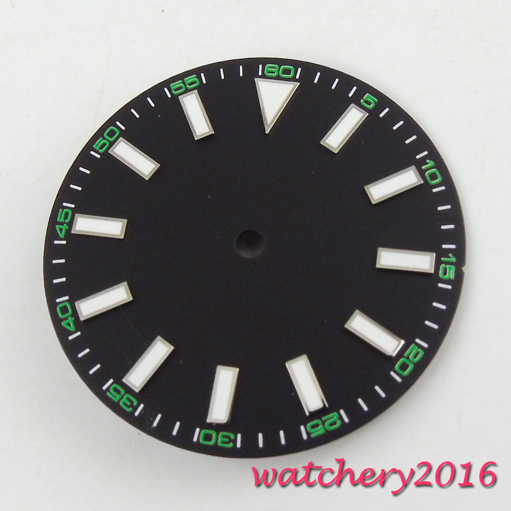 30.8mm sorte lysende urskive uden dato for mingzhu  dg2813 urværk