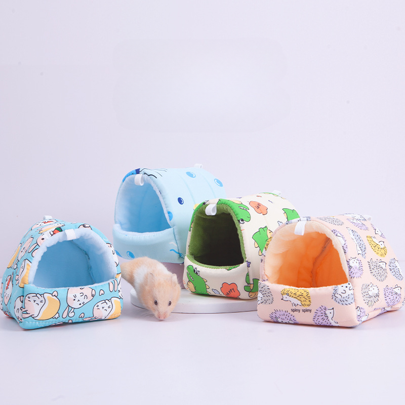 Warm Winter Hamster Nest Cute Cartoon Rabbit Squirrel Mini Cage Guinea Pig Nest Comfortable Small Animal Mice Rat Sleeping Bed
