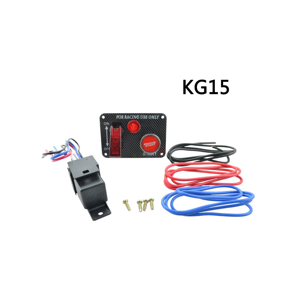 Universal 12V 30A Car LED Carbon Fiber Toggle Ignition Switch Panel Auto Engine Start Push Button Racing: KG15