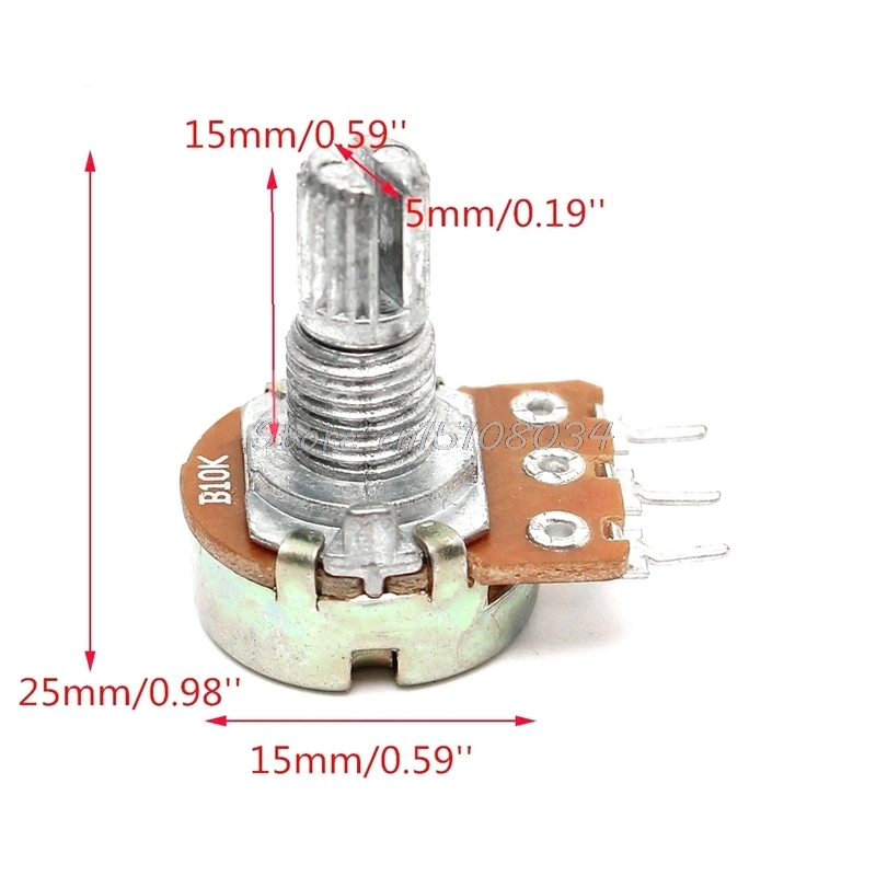5Pcs B10K Ohm Linear Taper Rotary Potentiometer Panel Pot 15 Mm S08 &