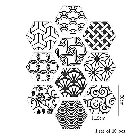 10pcs/set Imitation Marble Hexagonal Tile Stickers Bathroom Kitchen DIY Home Nonslip Floor Tiles Stickers: 6